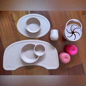 Baby Silicone Feeding Pink Set Bundle with EZPZ